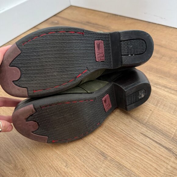 Fly London Mel Green Booties Leather Suede Buckle Detail Boho Earthy EU 37 - Picture 7 of 8